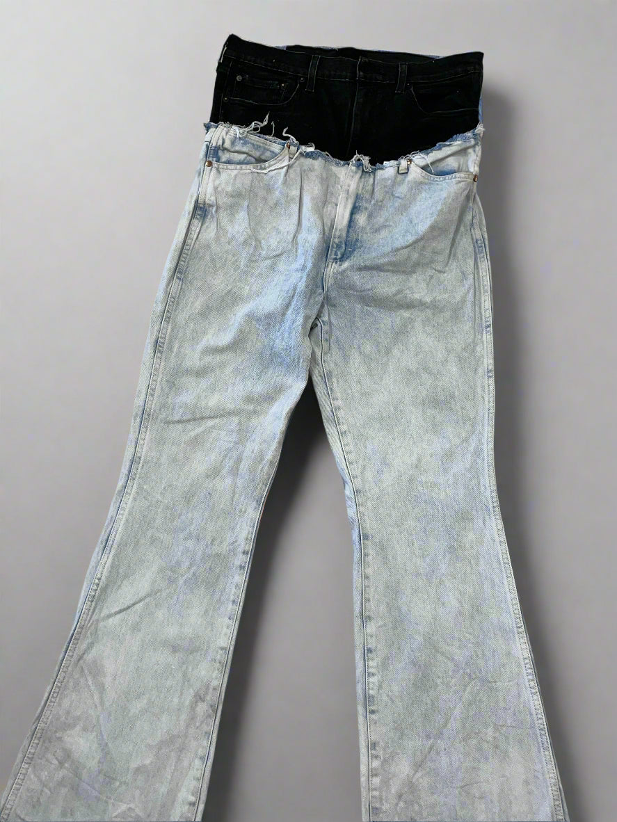 Double Waisted Flared Jean$